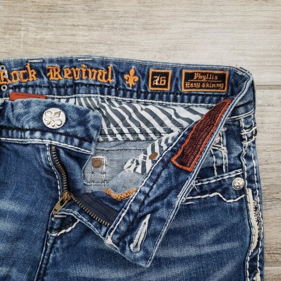 Rock Revival Phyllis Easy Skinny Jeans Women's‎ Silver Studded Low Rise Look 26 - Picture 6 of 11